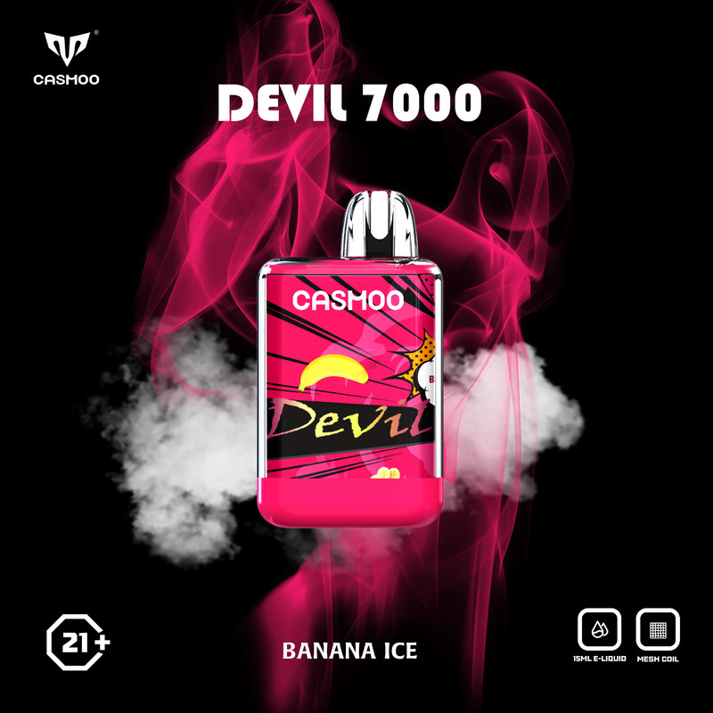 Disposable E Cigarette Vape Pen Casmoo Devil 7000 Puffs Non Refillable 14ml  Rechargeable